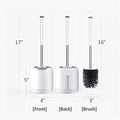 BOOMJOY Toilet Brush and Holder Set, Silicone Toilet Bowl Cleaner Brush, Bathroom Cleaning Bowl Brush Kit with Tweezers, Bathroom Accessories with Aluminum Handle - White