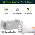 FifthPulse Pink Vinyl Disposable Gloves Medium 50 Pack - Latex Free, Powder Free Medical Exam Gloves - Surgical, Home, Cleaning, and Food Gloves - 3 Mil Thickness