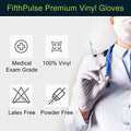 FifthPulse Pink Vinyl Disposable Gloves Medium 50 Pack - Latex Free, Powder Free Medical Exam Gloves - Surgical, Home, Cleaning, and Food Gloves - 3 Mil Thickness