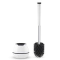 BOOMJOY Toilet Brush and Holder Set, Silicone Toilet Bowl Cleaner Brush, Bathroom Cleaning Bowl Brush Kit with Tweezers, Bathroom Accessories with Aluminum Handle - White