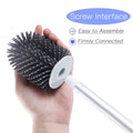 BOOMJOY Toilet Brush and Holder Set, Silicone Toilet Bowl Cleaner Brush, Bathroom Cleaning Bowl Brush Kit with Tweezers, Bathroom Accessories with Aluminum Handle - White